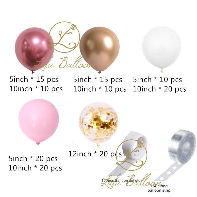 142pcs Pink White And Garland Arch Kit Balloon For Bridal Shower Wedding Decors Baby Shower Party Decoration Multicolor Luxury Ballons Decoration for Girls Birthday Party