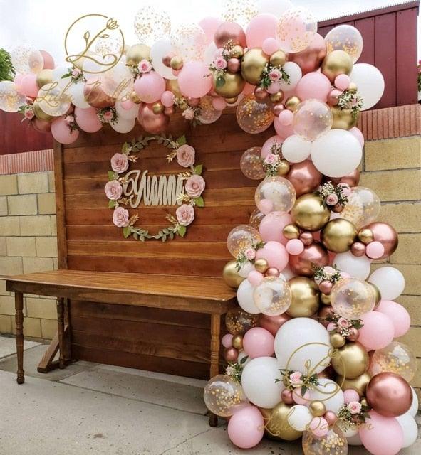 142pcs Pink White And Garland Arch Kit Balloon For Bridal Shower Wedding Decors Baby Shower Party Decoration Multicolor Luxury Ballons Decoration for Girls Birthday Party
