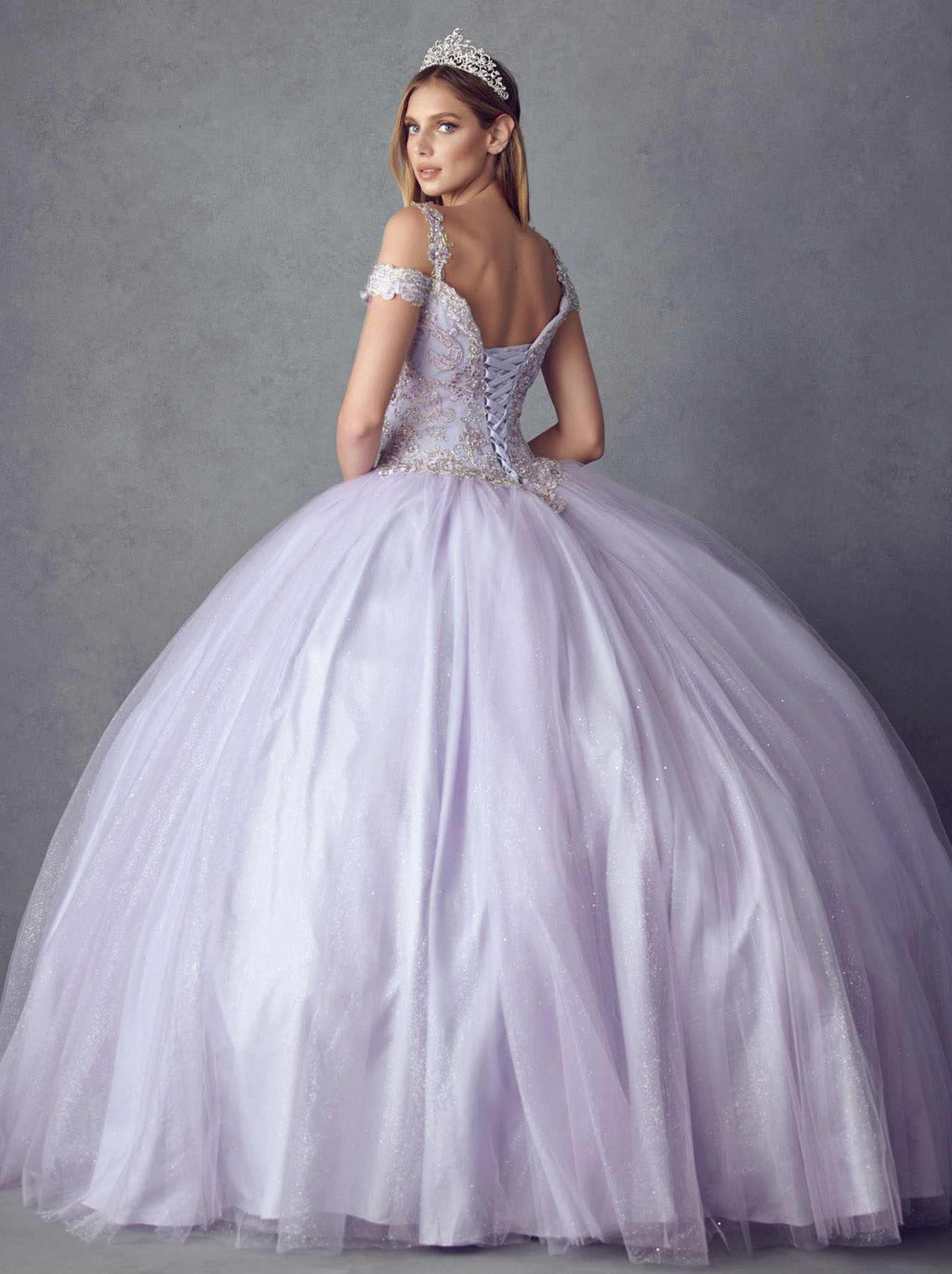 Juliet 1430 Dress Quinceanera Ball Gown Embroidered Applique Glitter Tulle