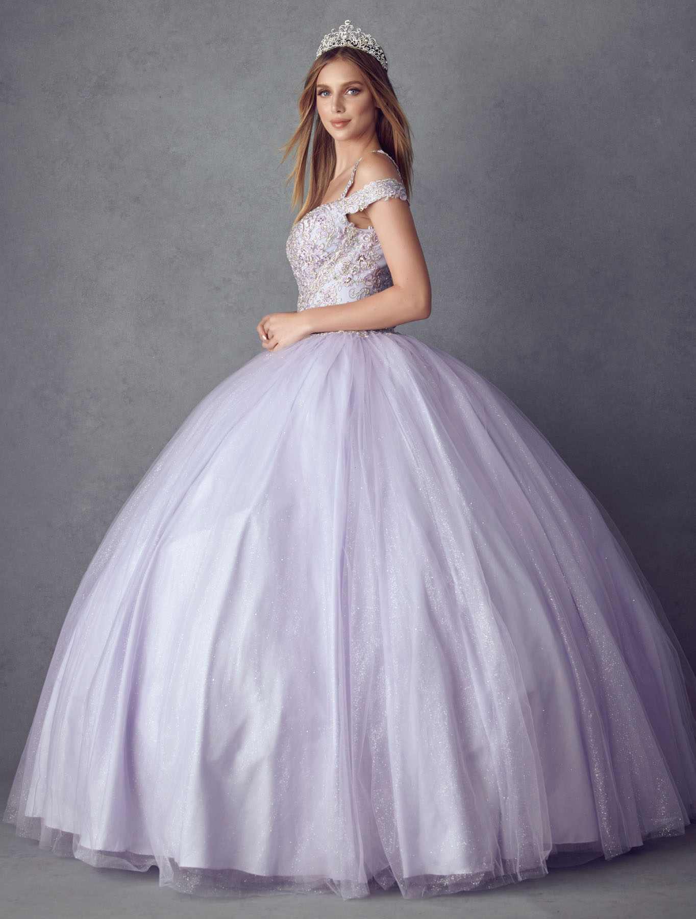 Juliet 1430 Dress Quinceanera Ball Gown Embroidered Applique Glitter Tulle