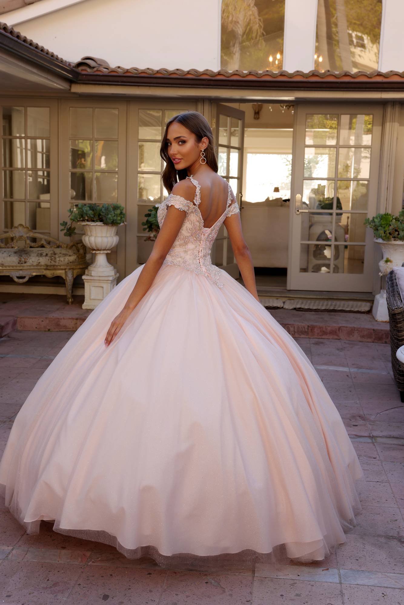 Juliet 1430 Dress Quinceanera Ball Gown Embroidered Applique Glitter Tulle