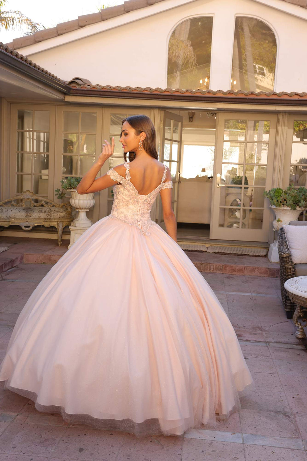 Juliet 1430 Dress Quinceanera Ball Gown Embroidered Applique Glitter Tulle