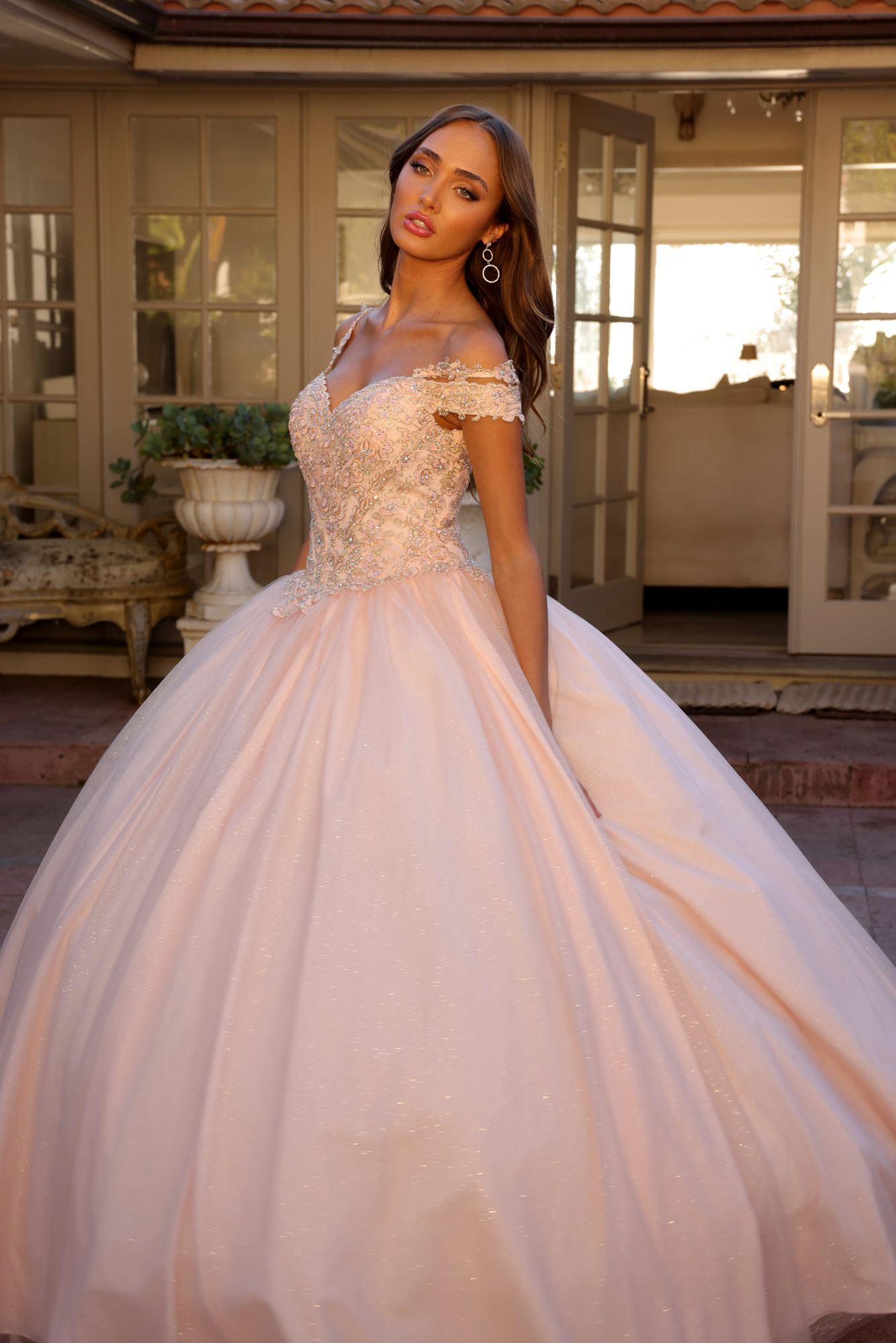 Juliet 1430 Dress Quinceanera Ball Gown Embroidered Applique Glitter Tulle