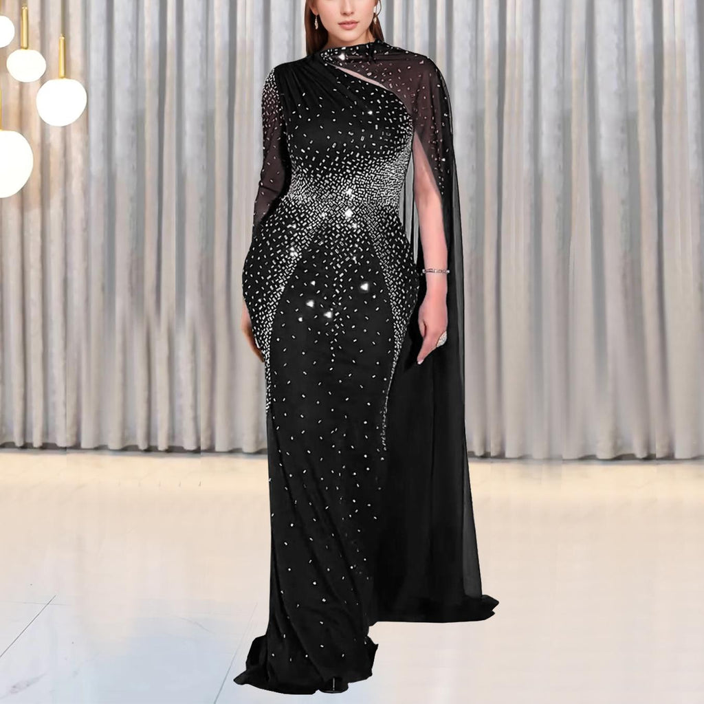 Women Wear Sheath Sexy Mesh Rhinestone Dress