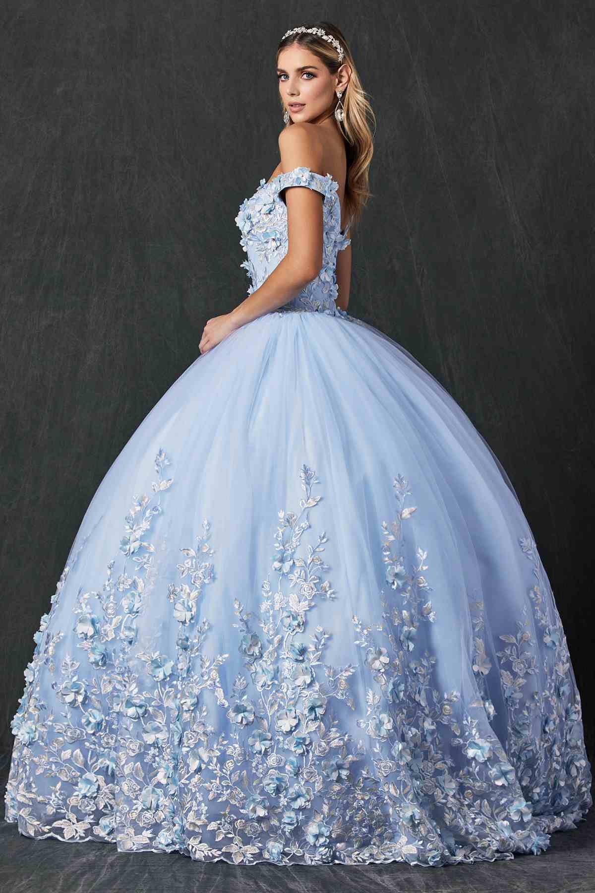 Juliet 1434 Dress Quinceanera Ball Gown 3D Floral Embroidered
