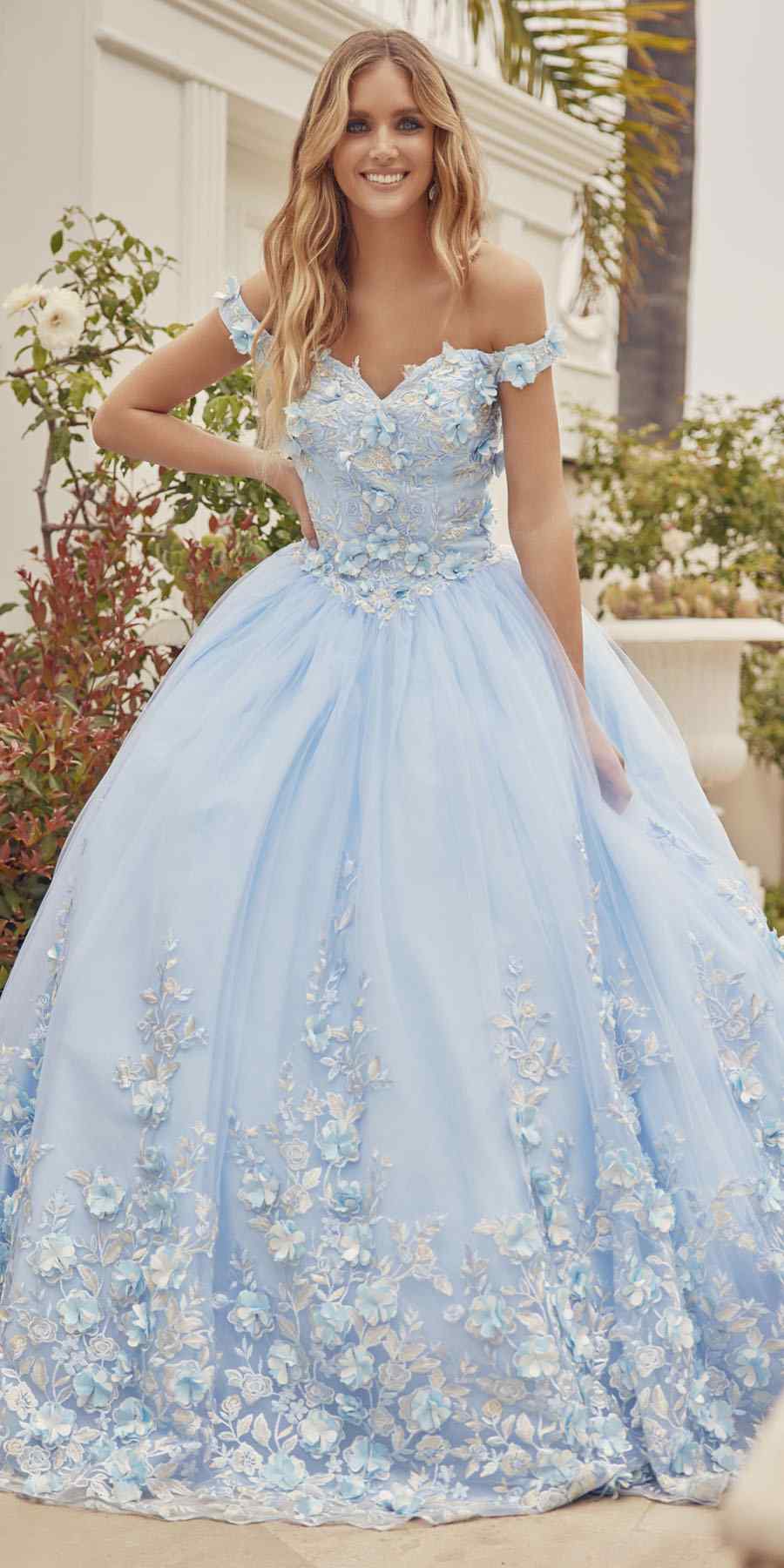 Juliet 1434 Dress Quinceanera Ball Gown 3D Floral Embroidered