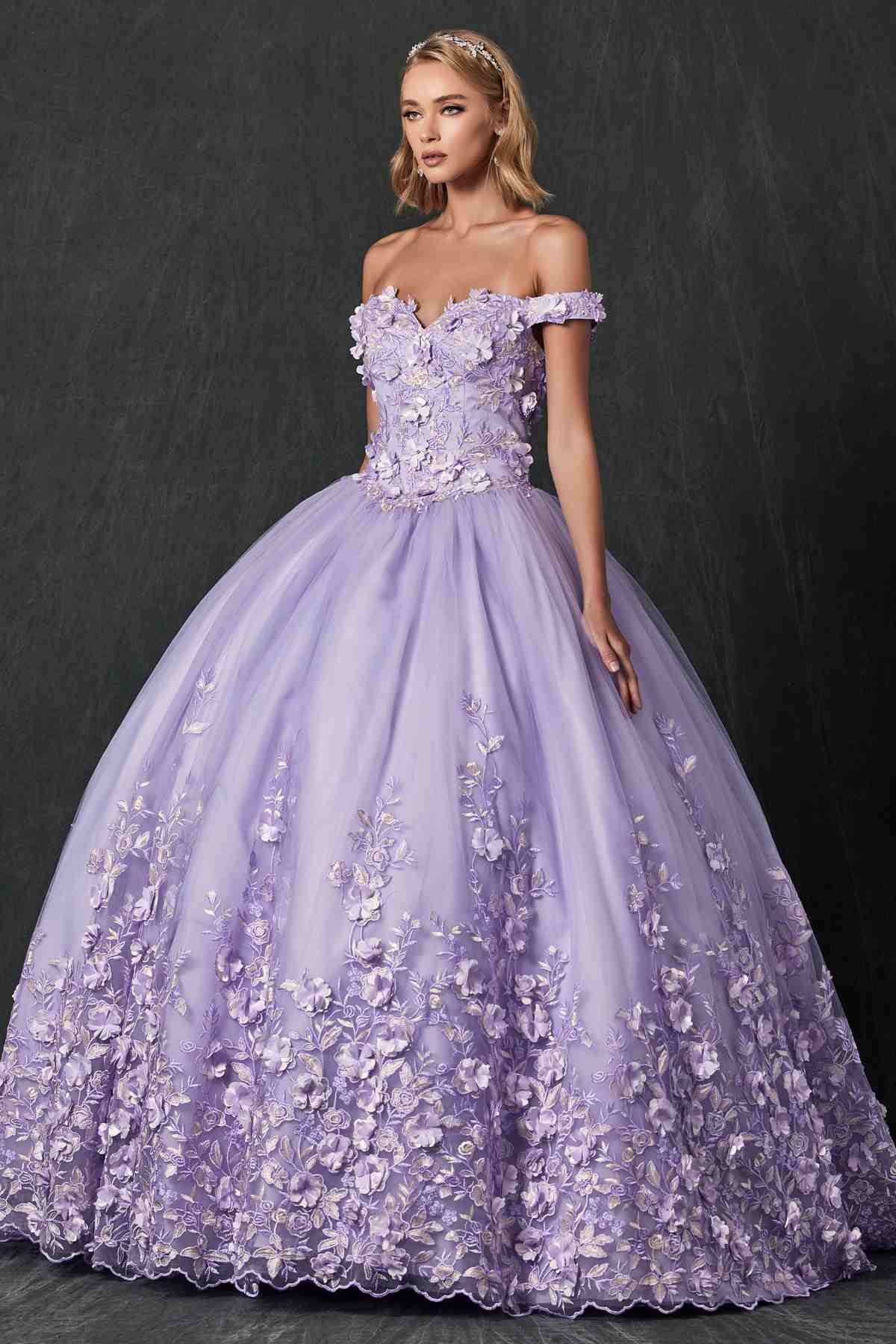 Juliet 1434 Dress Quinceanera Ball Gown 3D Floral Embroidered