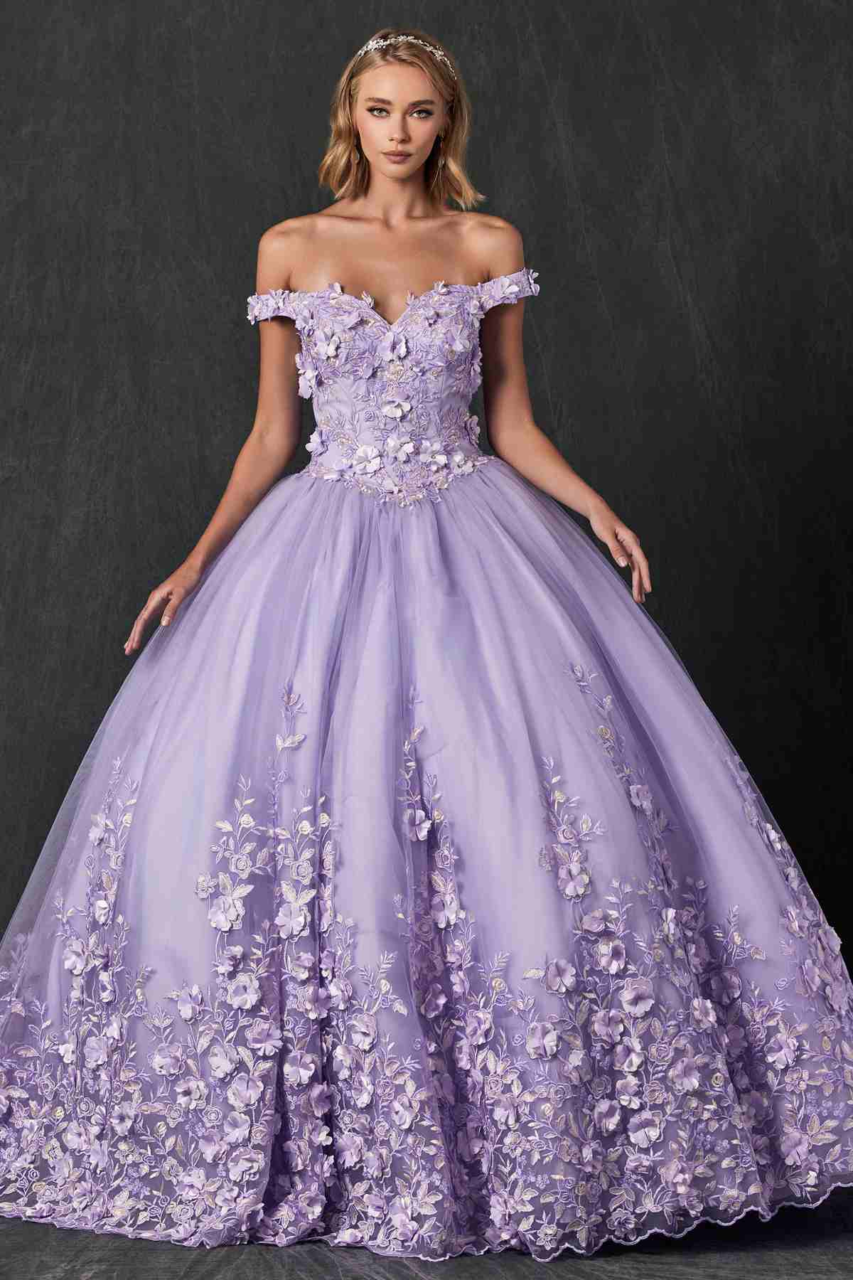 Juliet 1434 Dress Quinceanera Ball Gown 3D Floral Embroidered