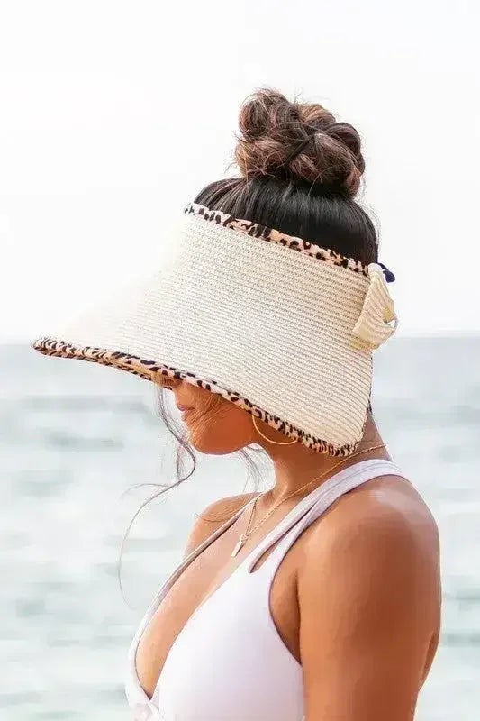 Leopard Foldable Bow Visor – Packable Sun Protection with Fierce Style