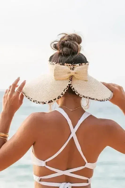 Leopard Foldable Bow Visor – Packable Sun Protection with Fierce Style