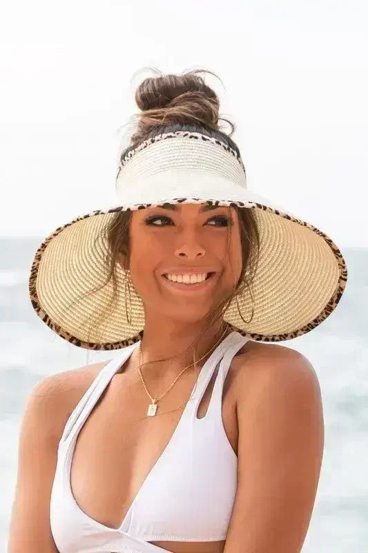 Leopard Foldable Bow Visor – Packable Sun Protection with Fierce Style