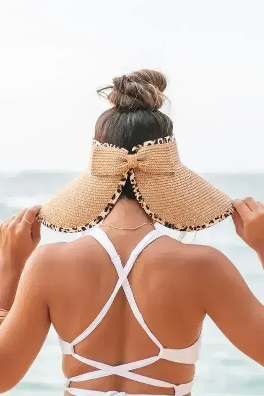 Leopard Foldable Bow Visor – Packable Sun Protection with Fierce Style