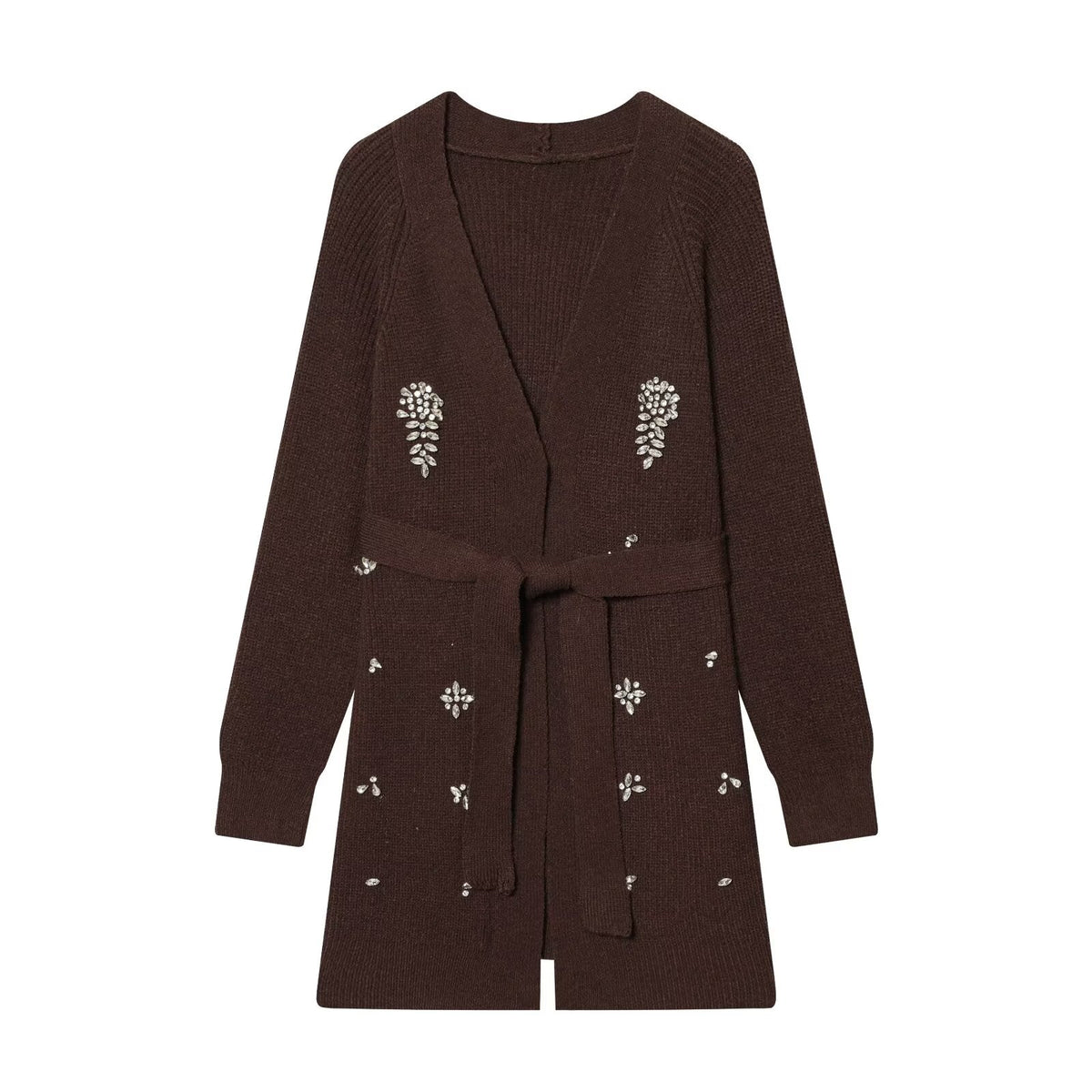 Women Autumn Winter Jewelry Bead Knitted Cardigan