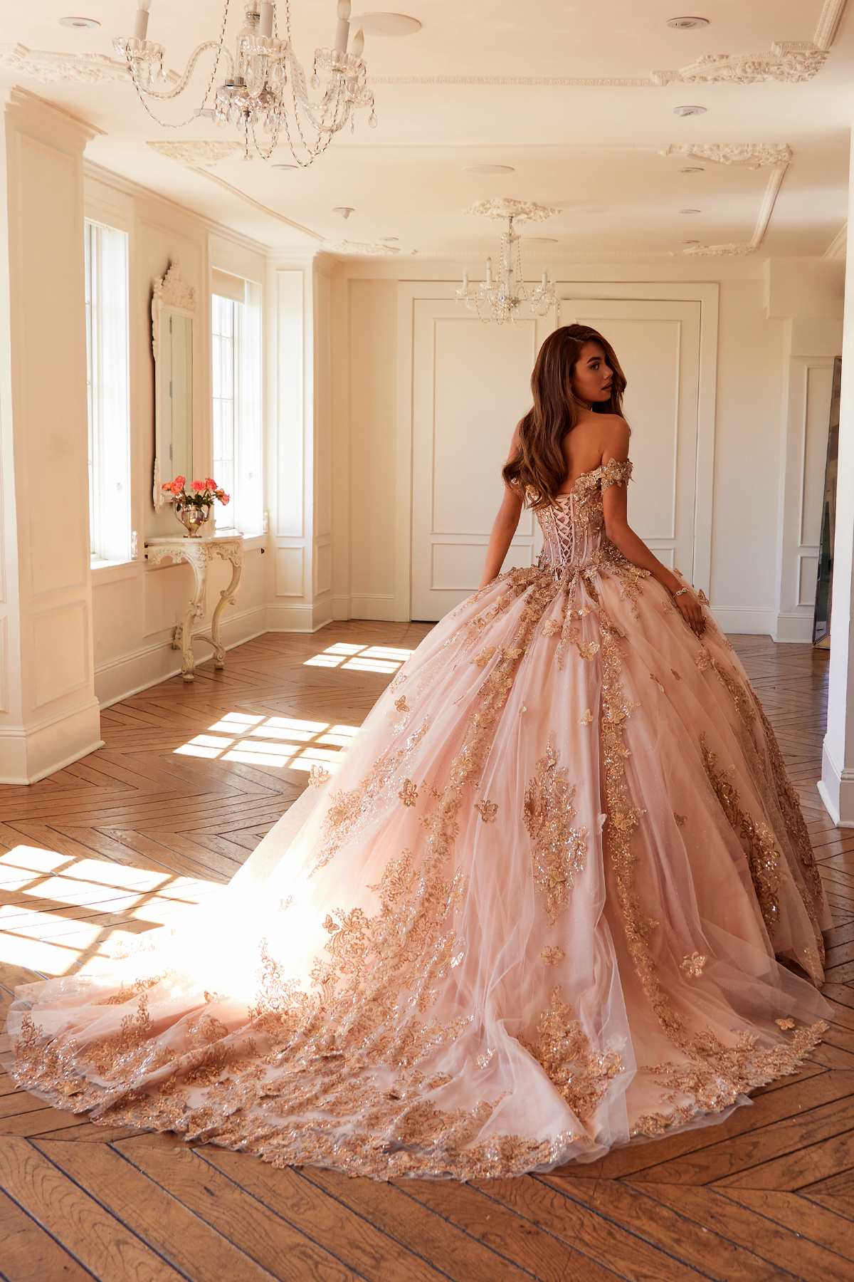 Juliet JT1485J Off the Shoulder Cinderella Quinceanera Ball Gown