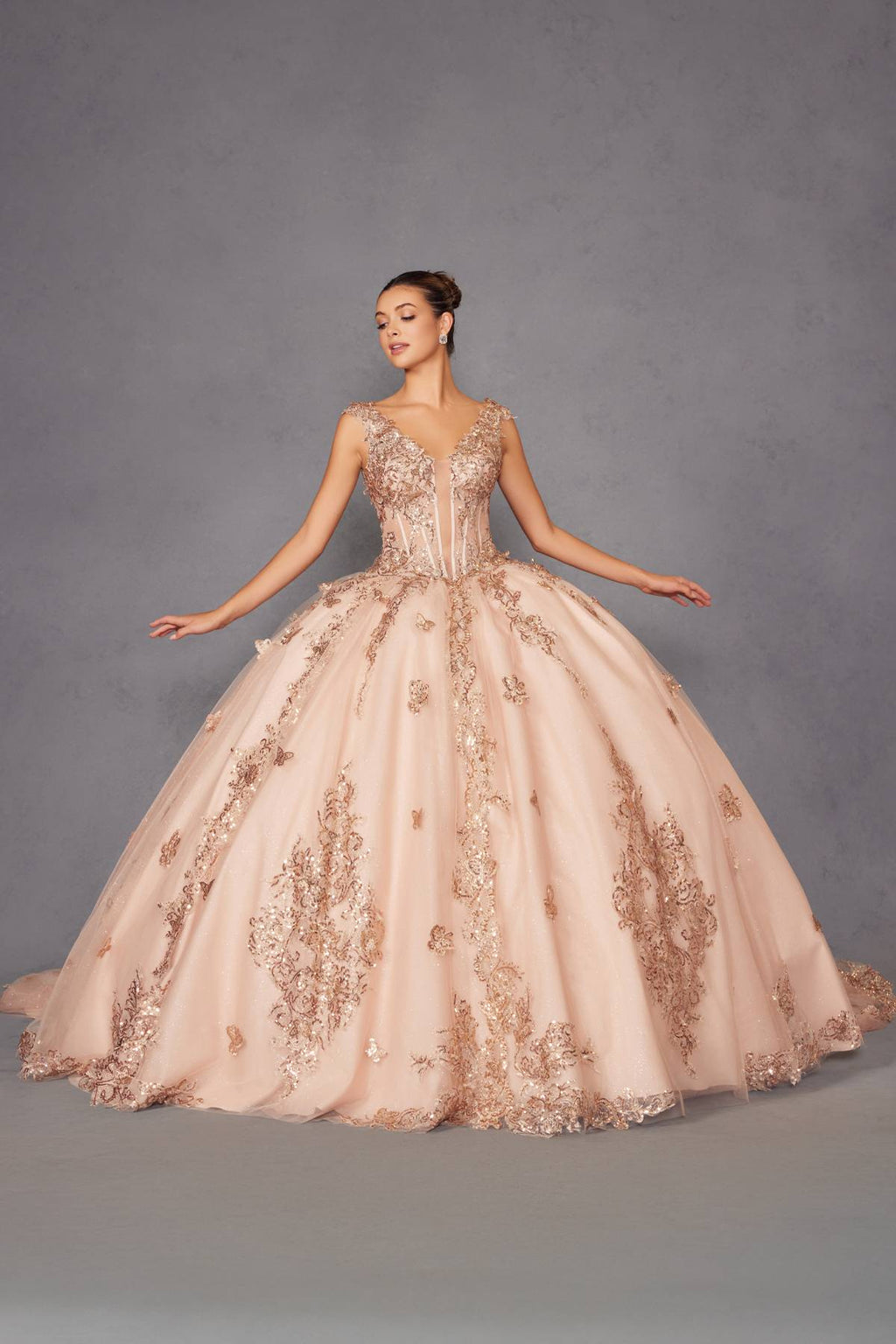 Juliet JT1485J Off the Shoulder Cinderella Quinceanera Ball Gown