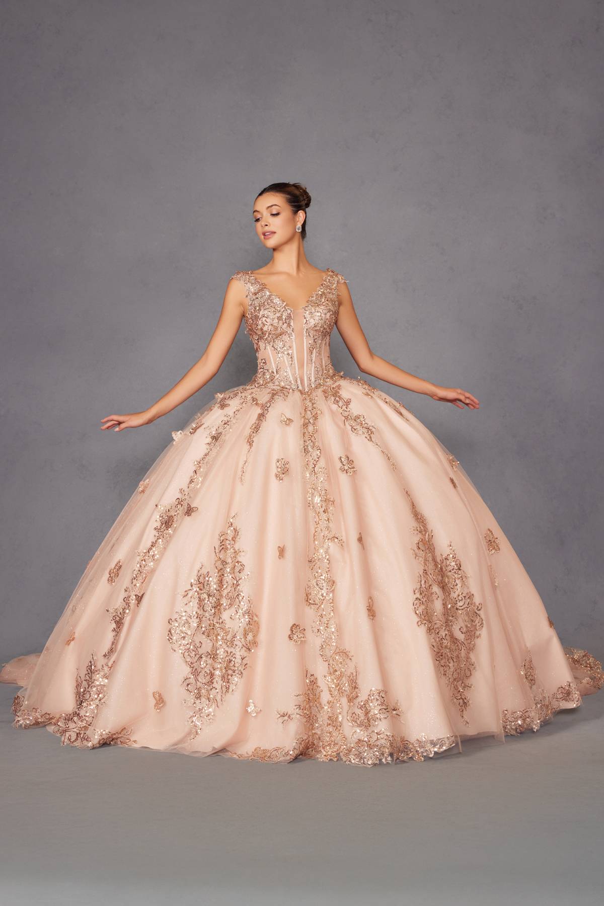 Juliet JT1485J Off the Shoulder Cinderella Quinceanera Ball Gown