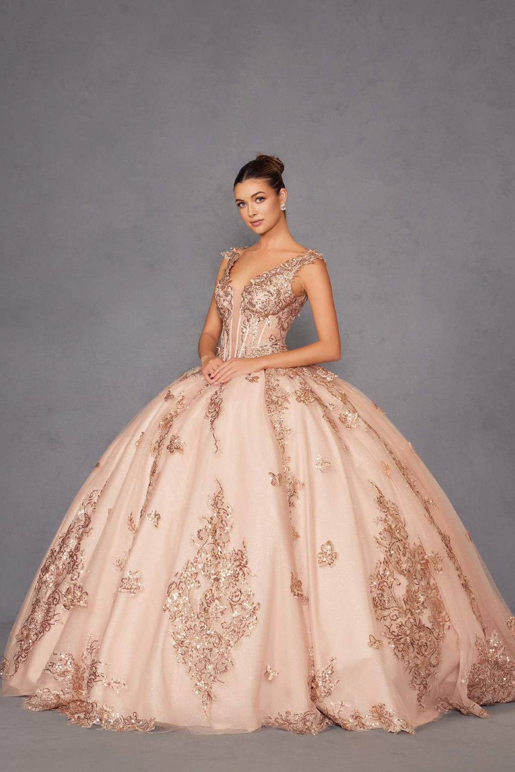 Juliet JT1485J Off the Shoulder Cinderella Quinceanera Ball Gown