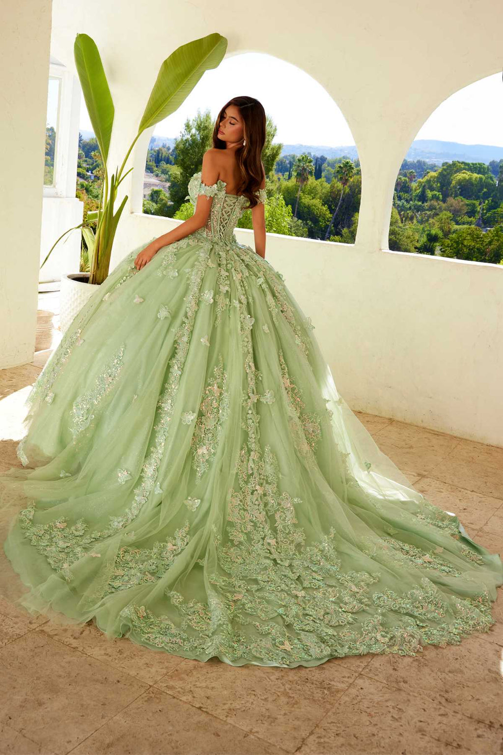 Juliet JT1485J Off the Shoulder Cinderella Quinceanera Ball Gown