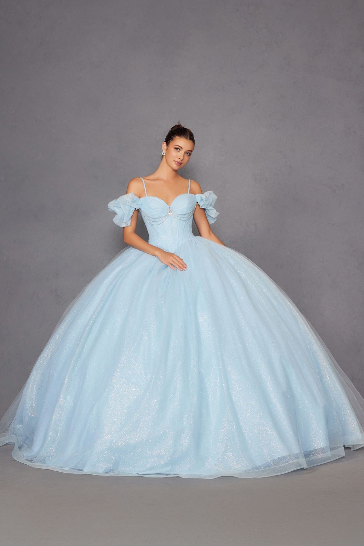 Juliet JT1487H Cold Shoulder quinceanera Ball Gown