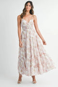 Floral Print Tiered Cami Maxi Summer Dress – Floral Maxi Dress, Tiered Maxi Dress, Cami Maxi Dress, Breezy Summer Dress, Bohemian Maxi Dress