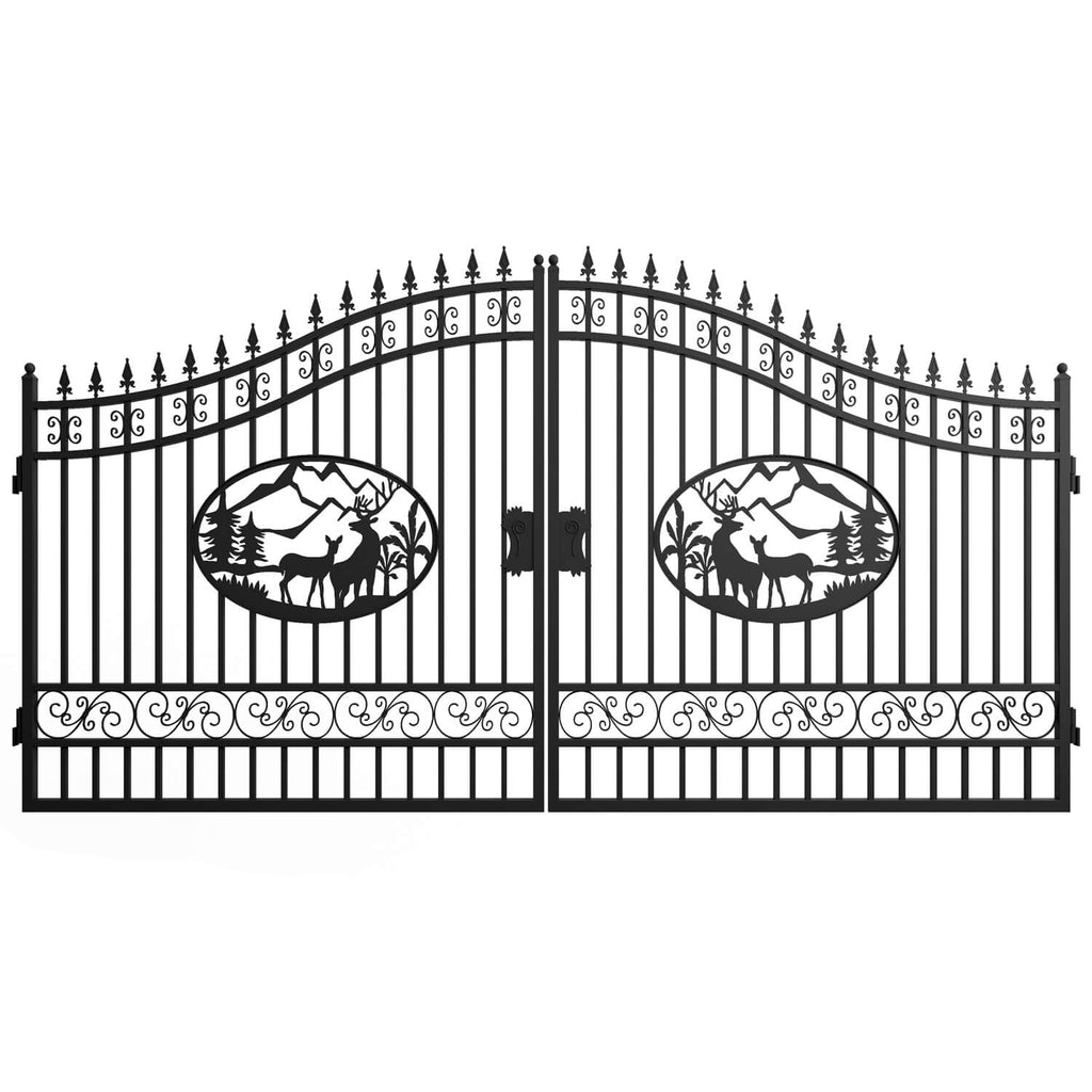 14x8 ft Steel Dual Swing Driveway Gate