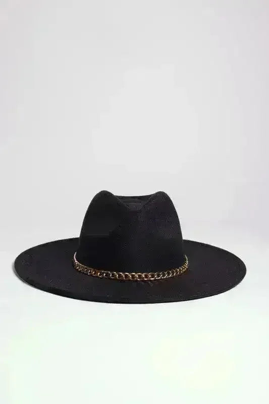 Chain Belt Fedora Hat - Suede-Like Polyester Hat | Femstylo