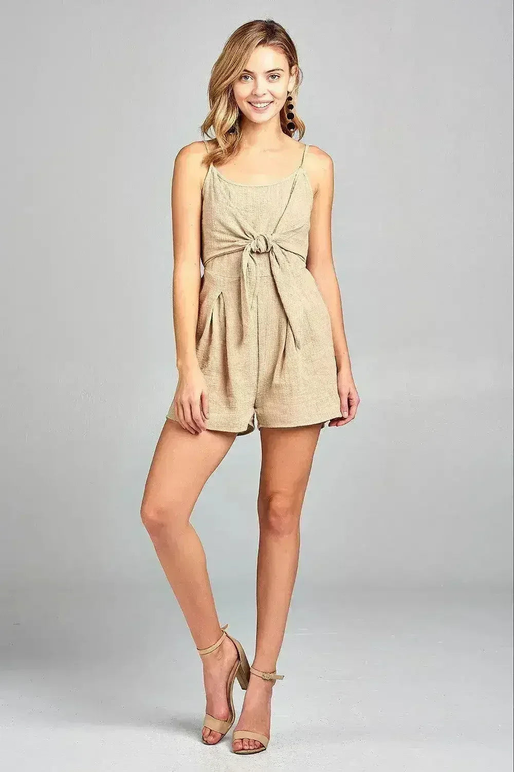 Women's Front Tie Tank Romper with Open back