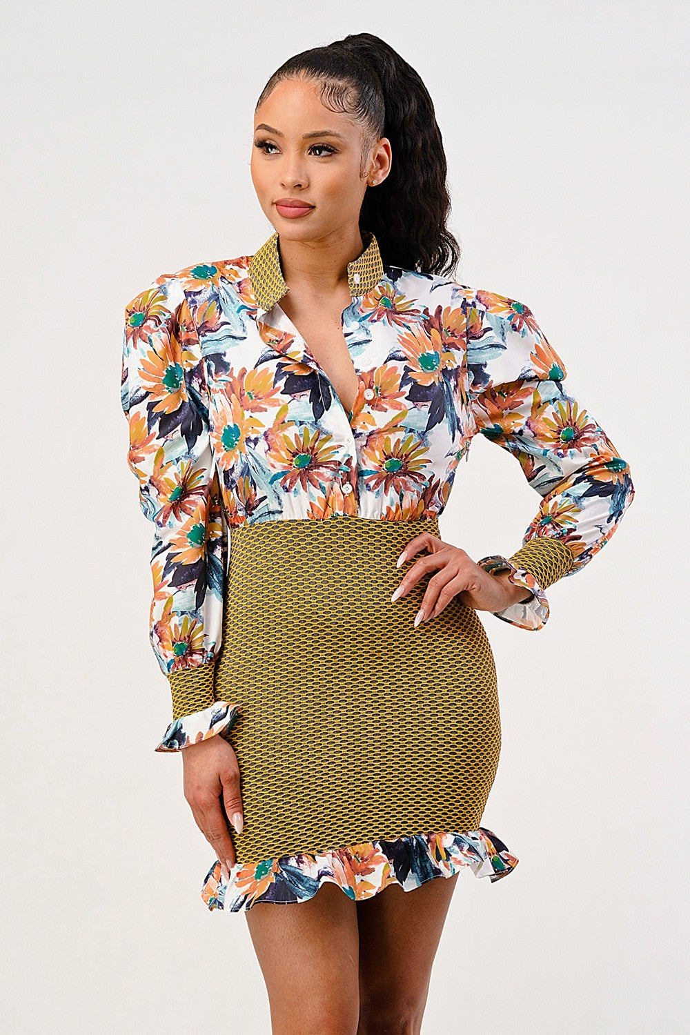 SALE Tropical Elegance Mini Dress