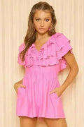 Idem Ditto Ruffled Layered Tie Back Romper