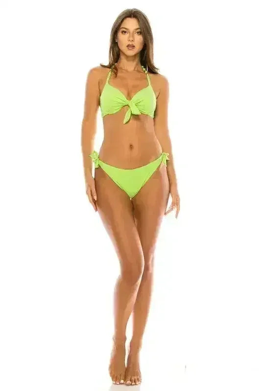 Underwire Padded Bikini Set - Silver Jewelry Straps | Femstylo