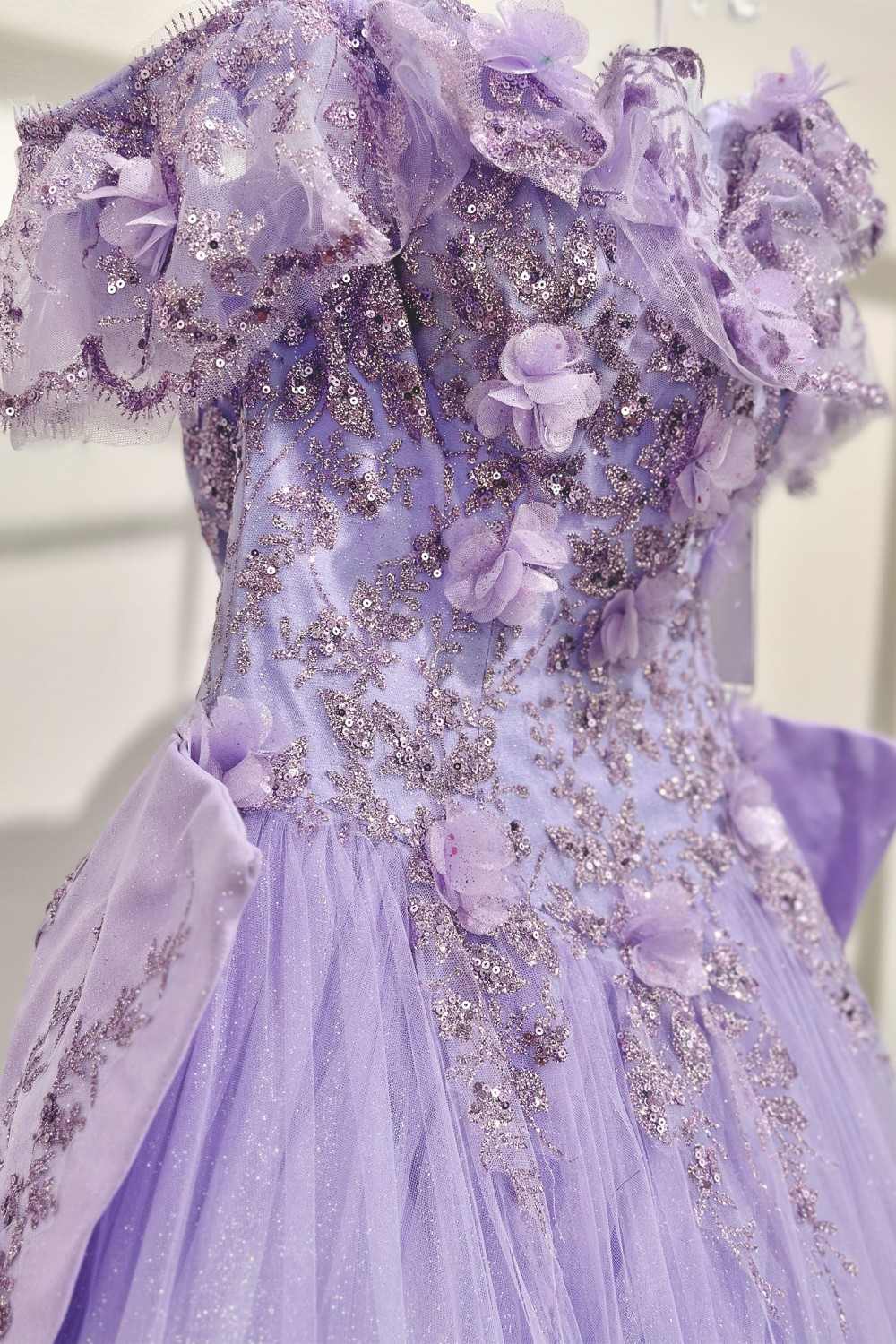 Ladivine 15701 Floral Off the Shoulder A-line Quince Ball Gown
