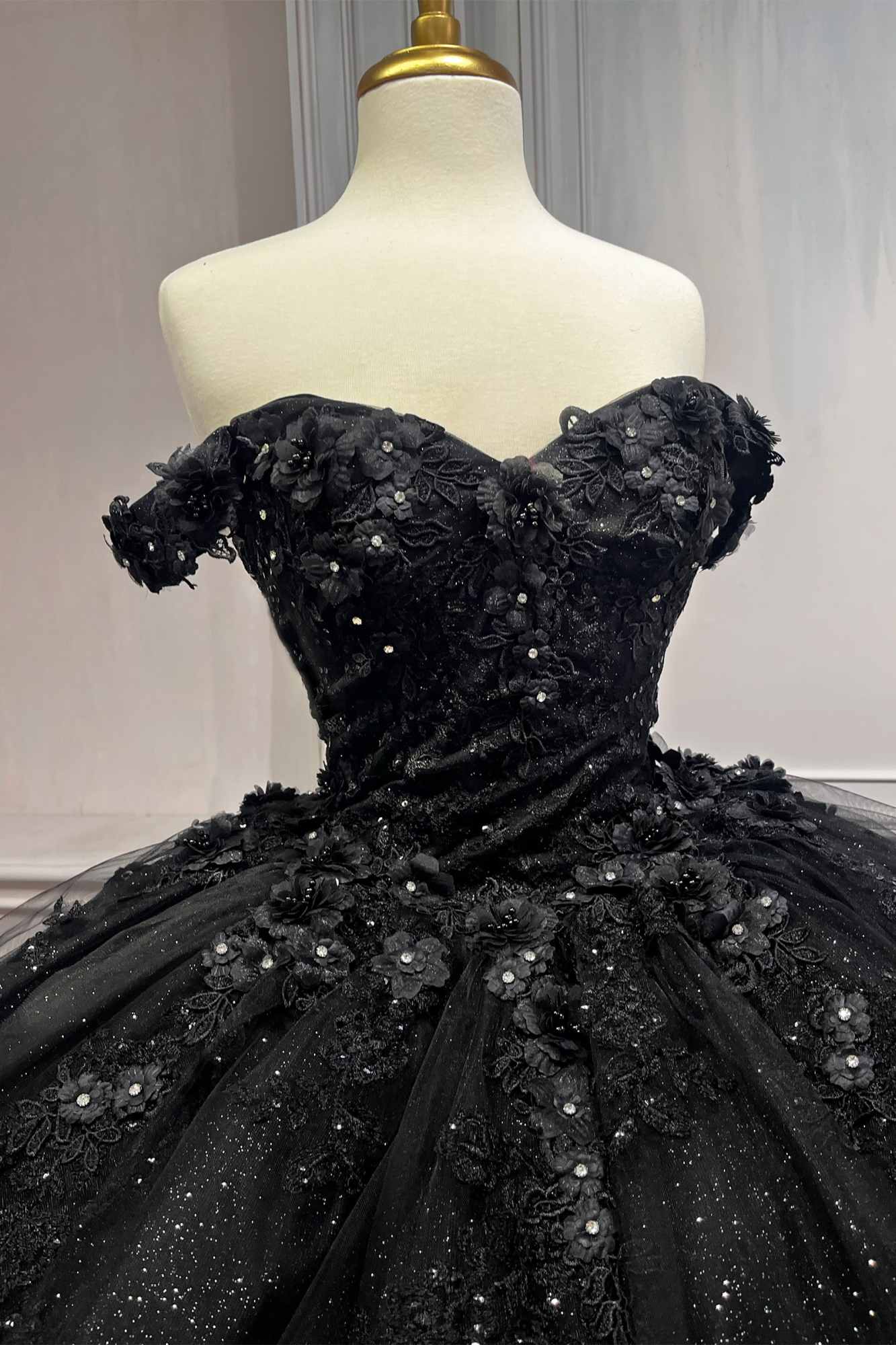 Ladivine 15702 Floral Off the Shoulder Floral Quince Ball Gown