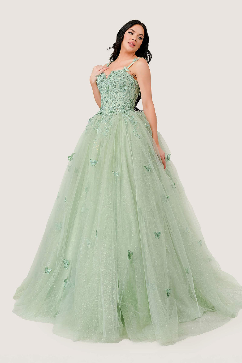 Ladivine 15718 Long Princess Layered Tulle 3D Applique Ball Gown