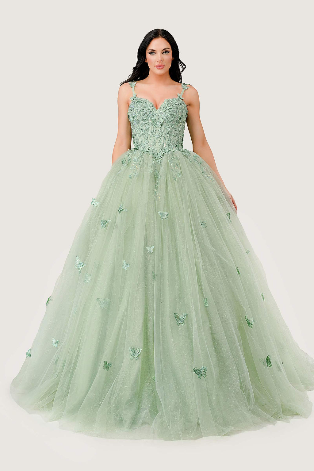 Ladivine 15718 Long Princess Layered Tulle 3D Applique Ball Gown