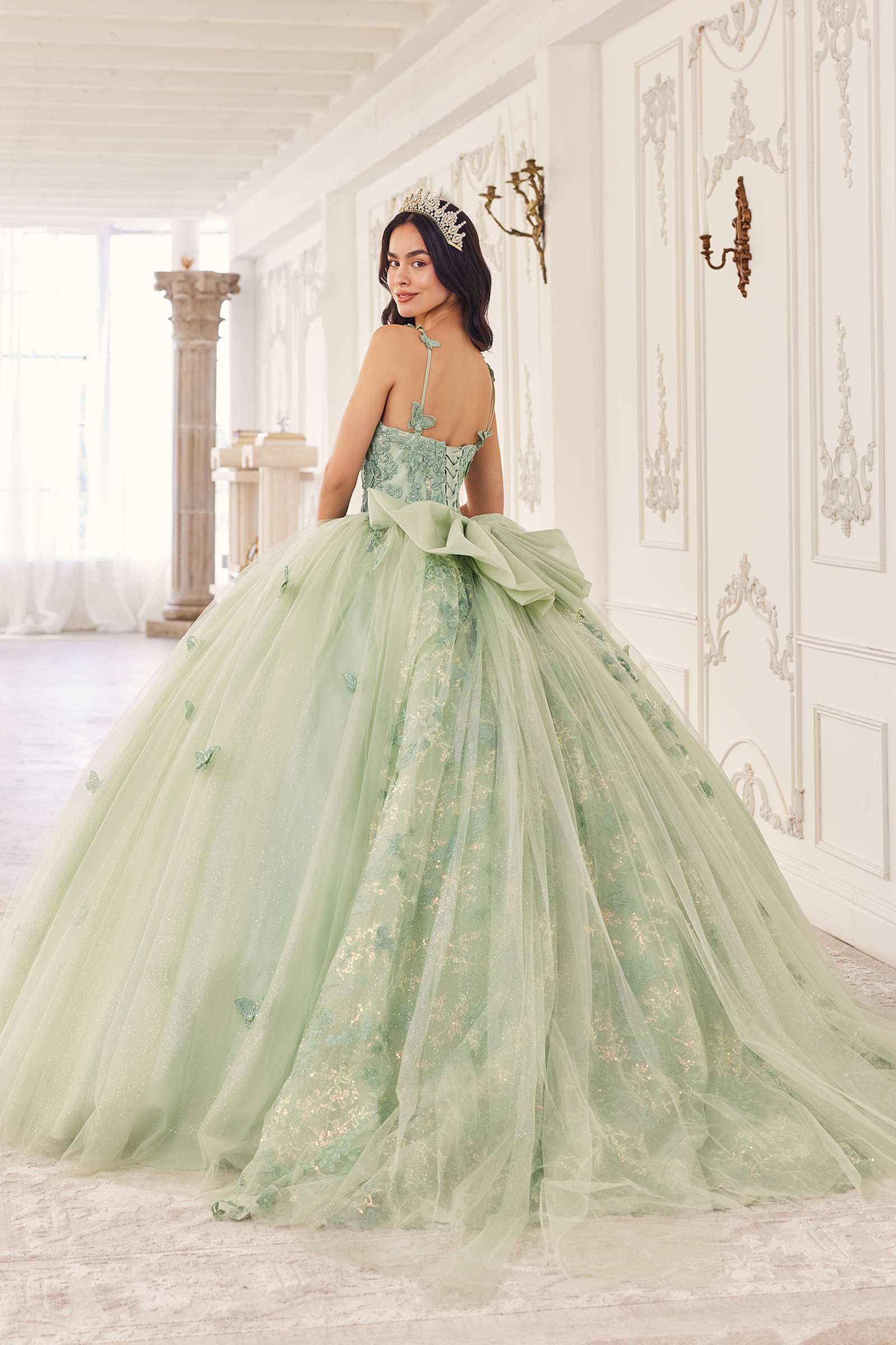 Ladivine 15718 Long Princess Layered Tulle 3D Applique Ball Gown