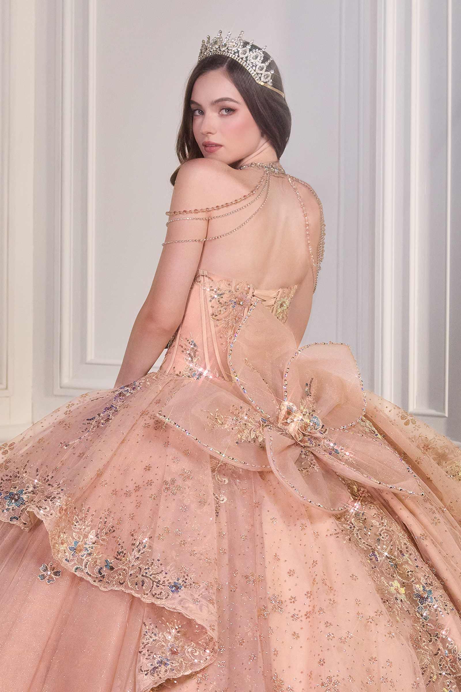 Ladivine 15727 Breathtaking Ball Gown Shimmering Tulle Layers