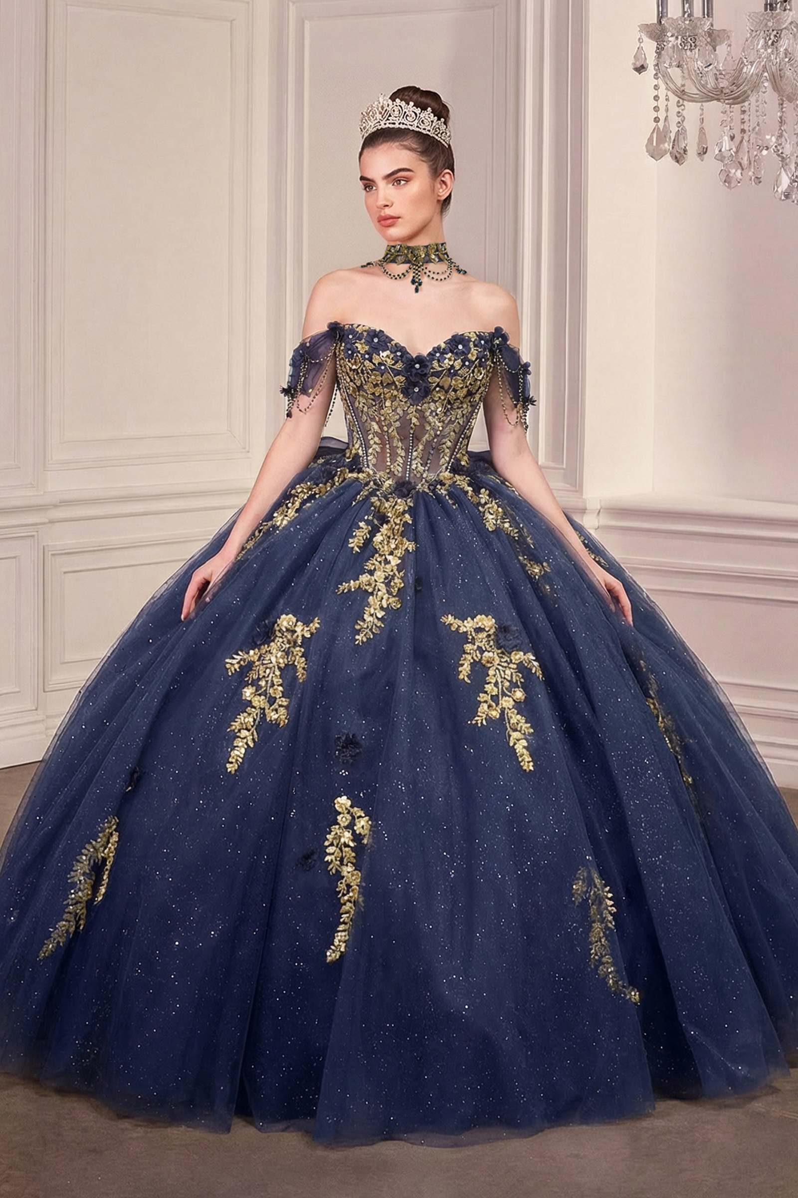 Ladivine 15728 Off Shoulder Quinceanera Ball Gown