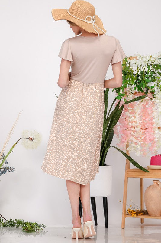 Celeste Plus Size Polka Dot Round Neck Flutter Sleeve Midi Summer Dress For Women – Playful, Feminine, and Stylish Dress for Any Occasion
