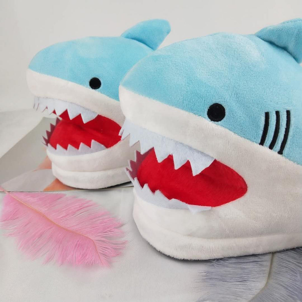 Warm Shark Womens Home Slippers Fashion Plush Winter Funny Elegant Women Slippers Cute Cartoon Shark Indoor Warm Home Cotton Slippers