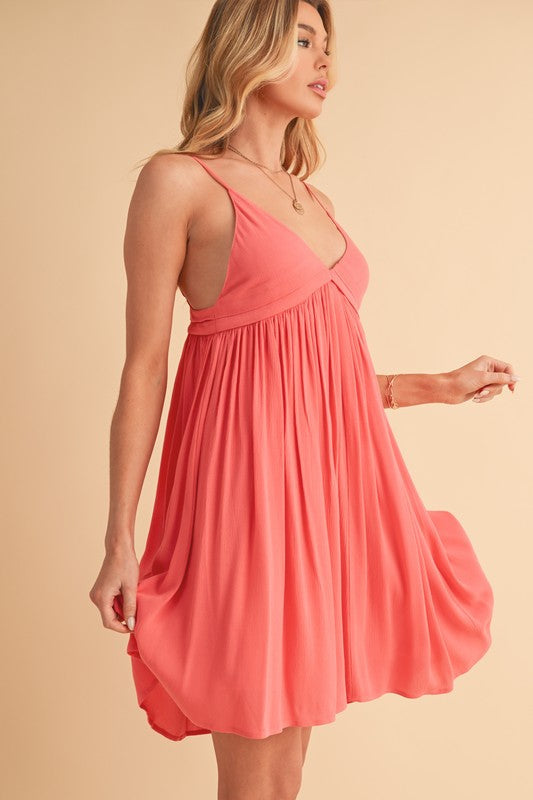 New Summer Ruched Plunge Comfortable Mini Cami Dress For Women – Flattering Fit with Plunging Neckline and Sculpted Design
