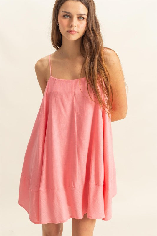 A-Line Flowy Mini Cami Dress with Pockets –Casual & Chic Spaghetti Strap Dress with Functional Pockets for a Relaxed Summer Look