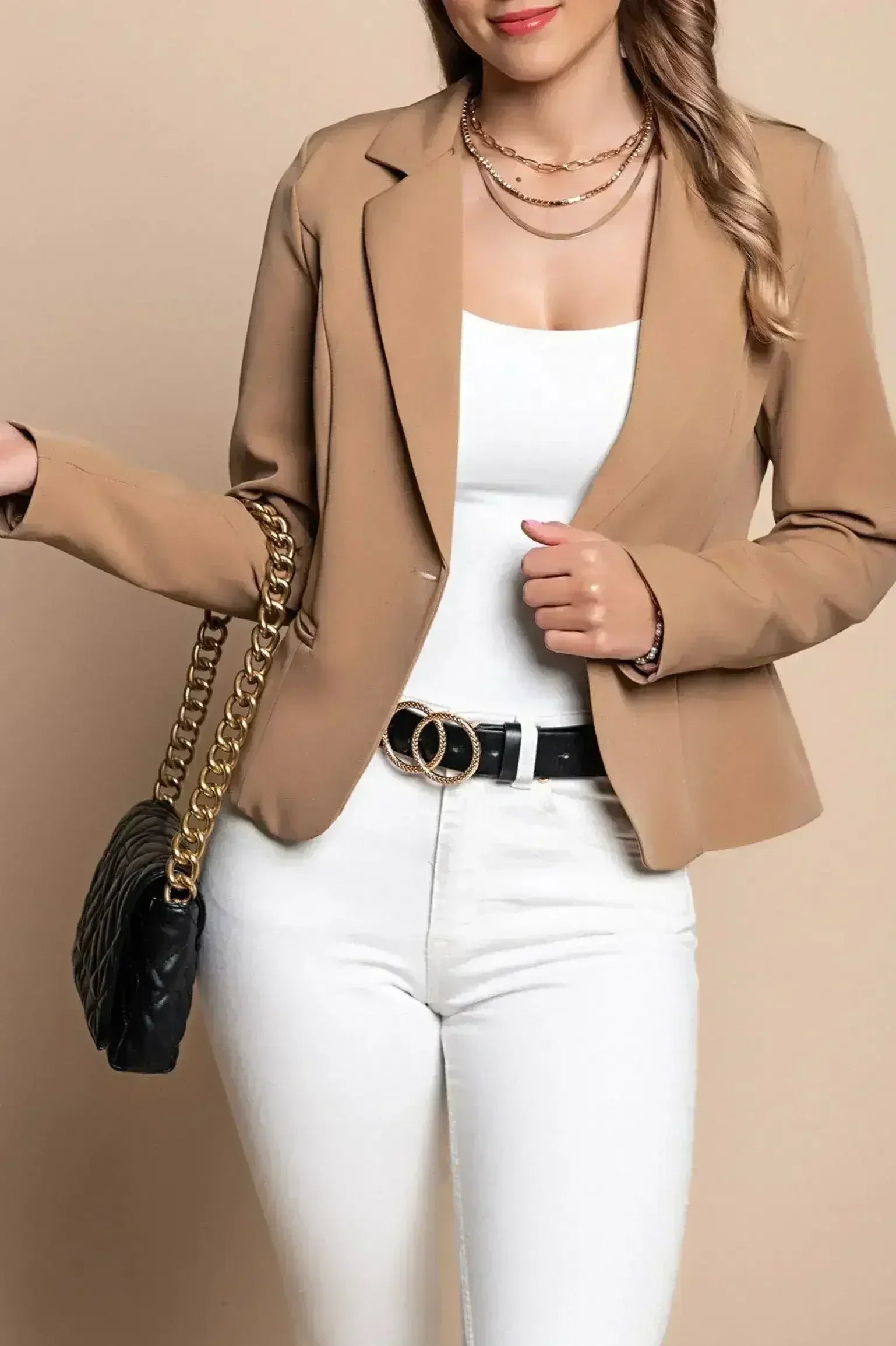 Camel Softina Blazer - Italian Tailored Fit | Femstylo