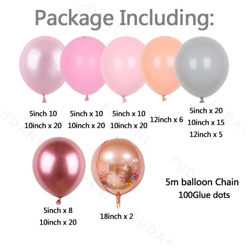 168Pcs Pink Colorful Thicken Balloons Used For Wedding Decoration Birthday Baby Shower Party Decoration Girl Decoration