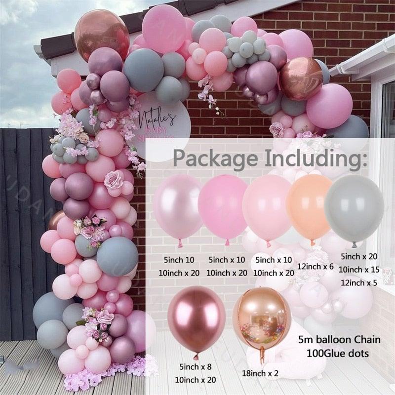 168Pcs Pink Colorful Thicken Balloons Used For Wedding Decoration Birthday Baby Shower Party Decoration Girl Decoration