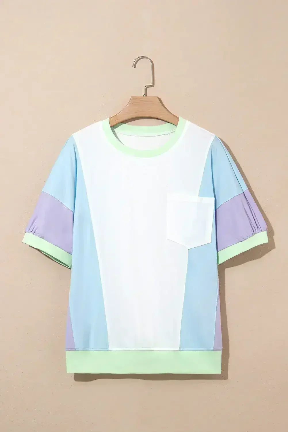 Purple Colorblock Patchwork Oversized T Shirt