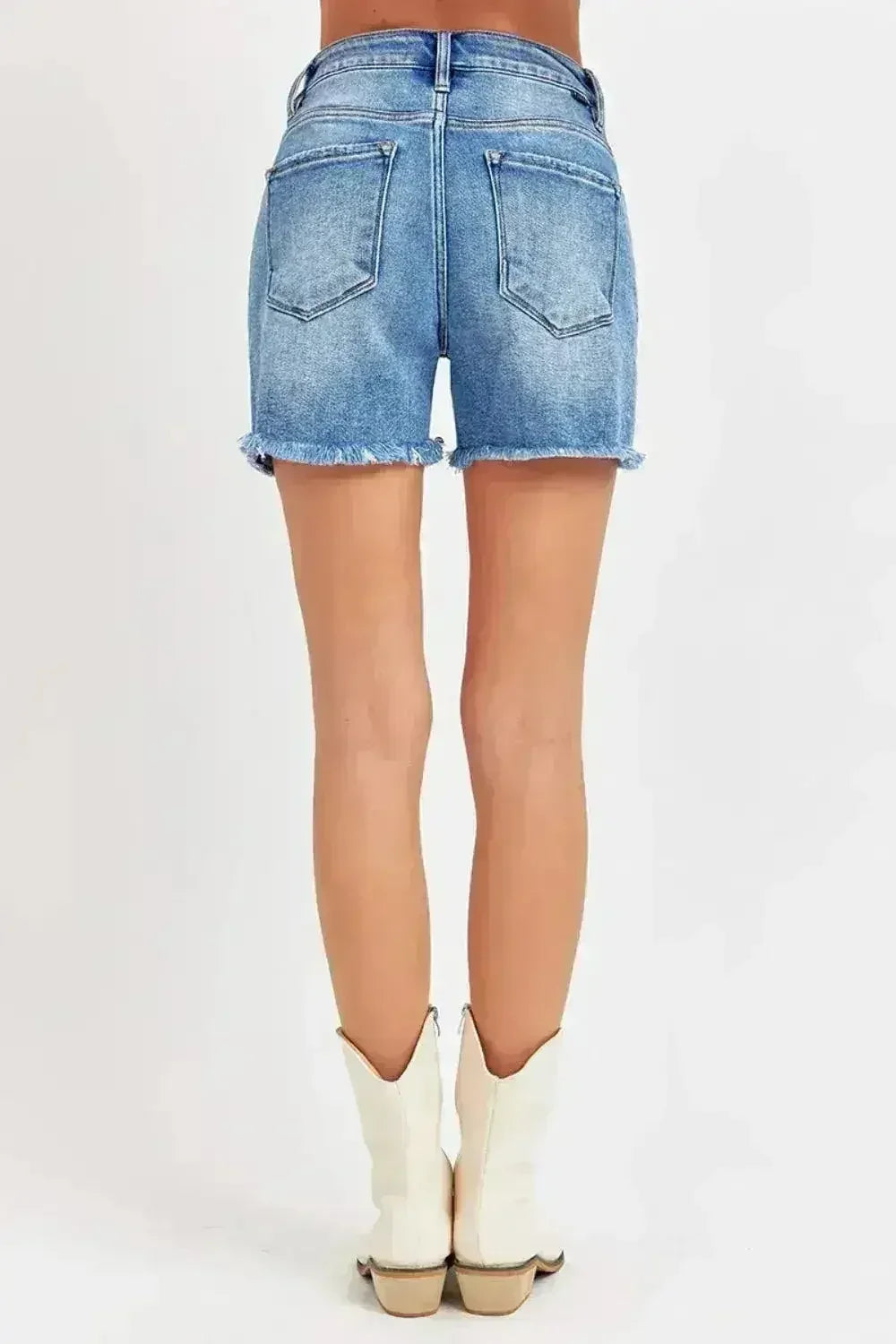 Front Slit Raw Hem Denim Shorts - High Waist Edgy Style | Femstylo