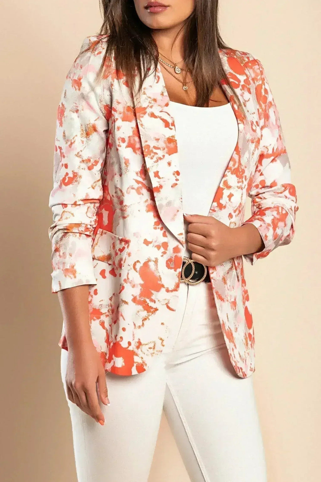 Rose Pink Long Blazer with 3/4 Sleeves | Italian Made