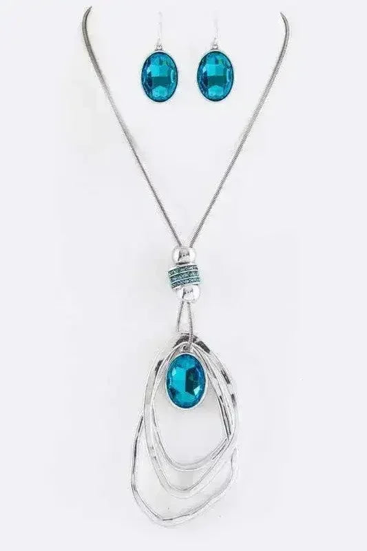 Crystal Drop & Hoops Necklace Set