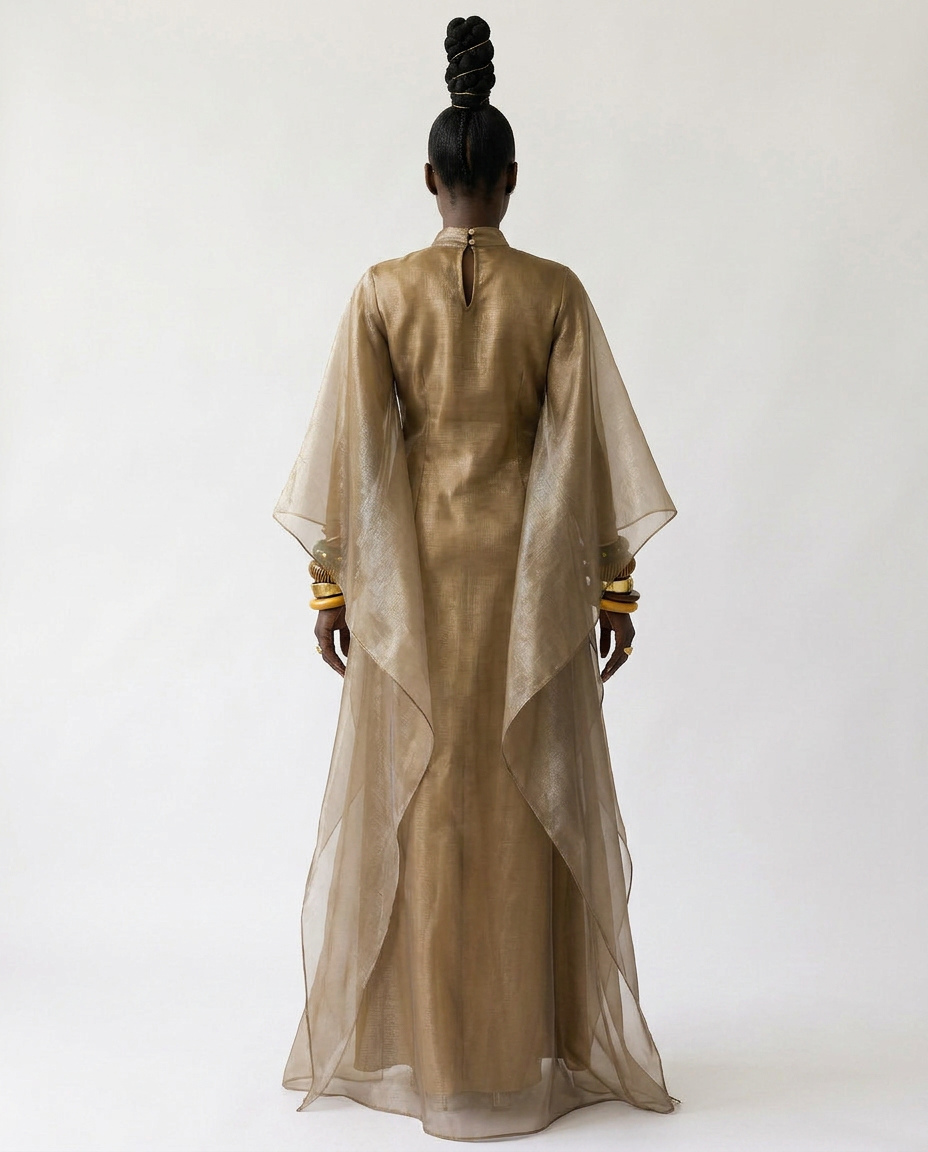 Radiant Sheer Metallic Maxi Dress