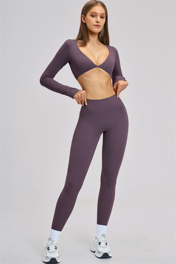 The Zestful Long Sleeve Crop Top Leggings 2-Piece Set